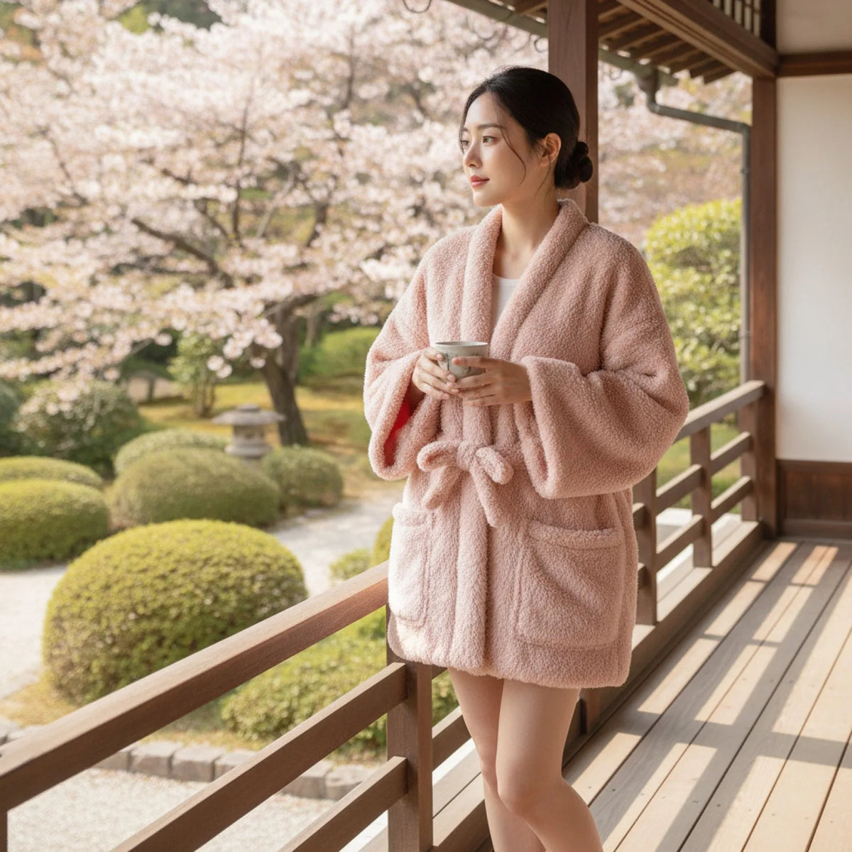 Veste Hanten Velours Corail - Style Japonais Authentique