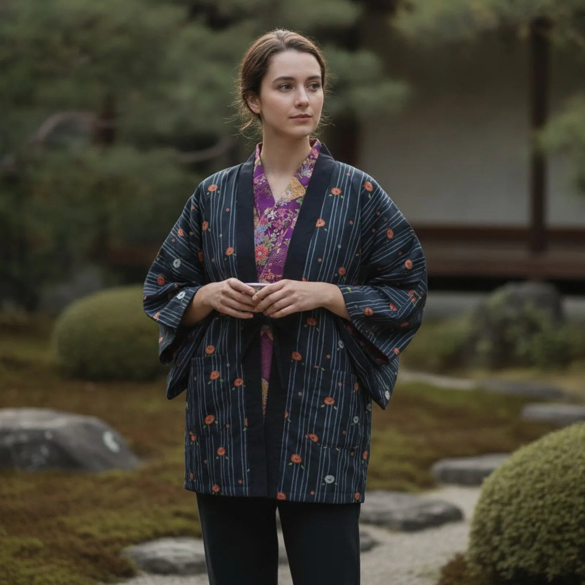Kimono Japonais Réversible Femme Coton Doux