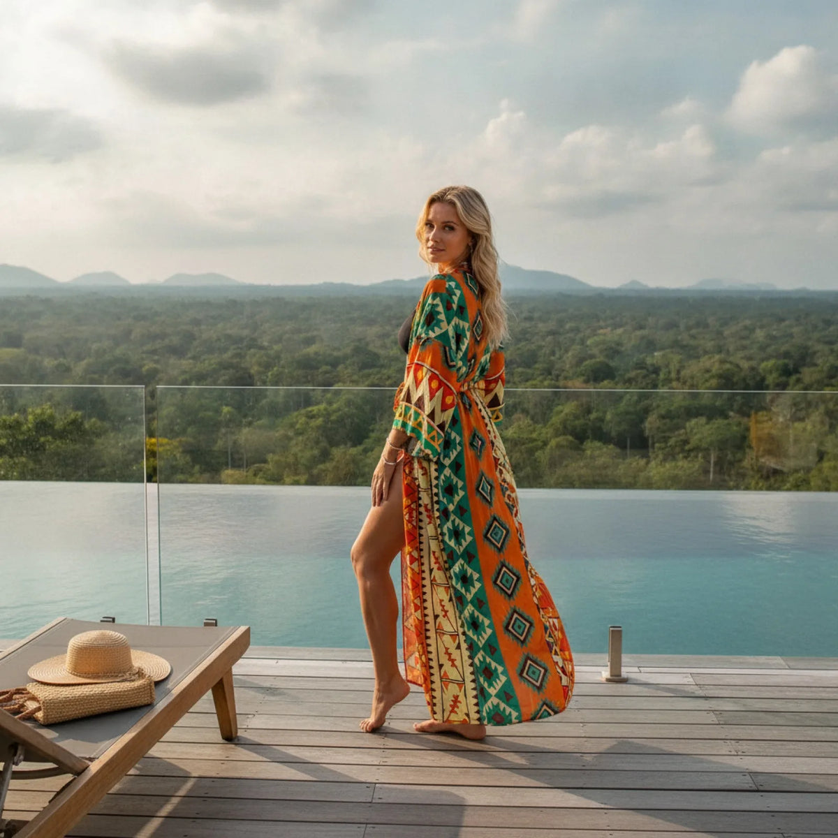 Kimono Long Bohème Imprimé - Chic & Confort Plage