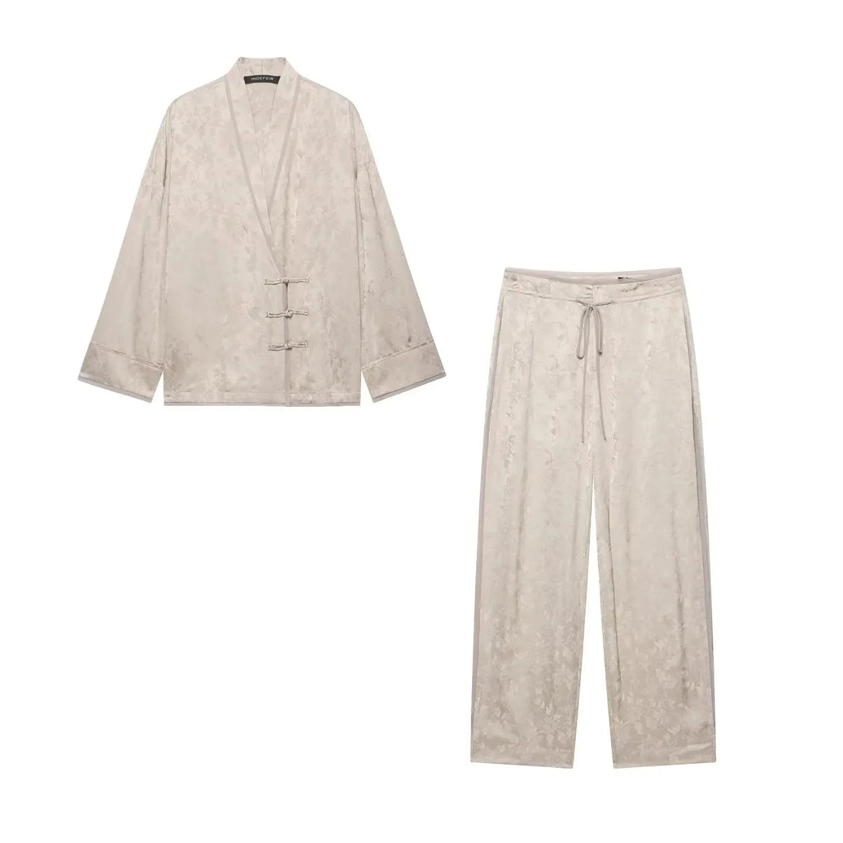 Ensemble Satin Kimono Floral Chinois