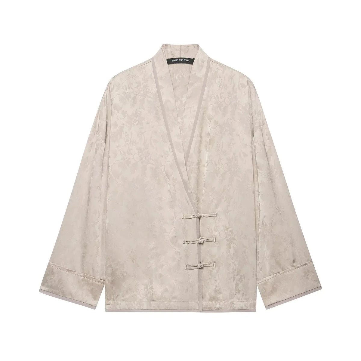 Ensemble Satin Kimono Floral Chinois