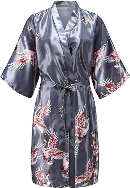 Robe Kimono Soie Florale Courte