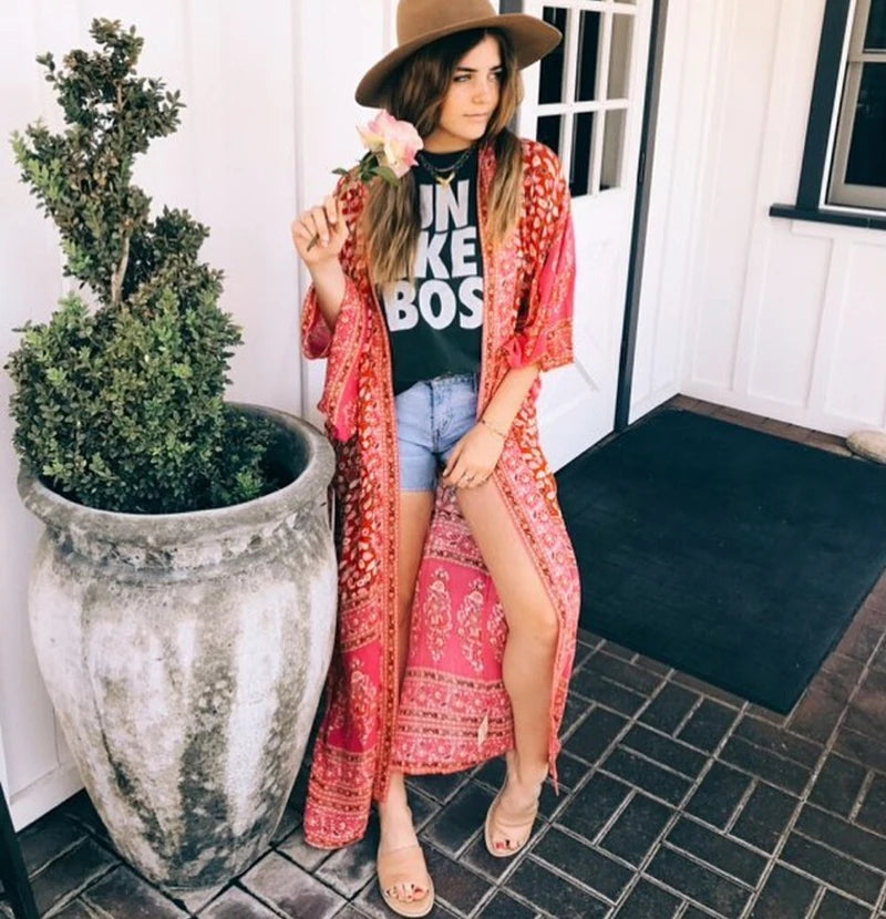 Robe Kimono Bohème Teelynn en Mousseline