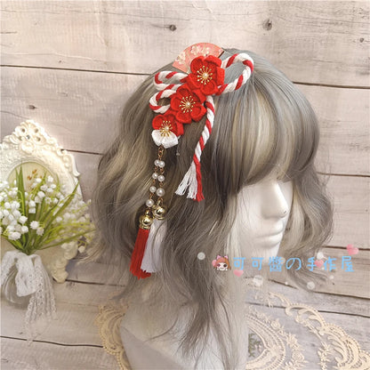 Barrettes Harajuku pour filles, Kimono de style japonais, accessoires pour cheveux en éventail de fleurs de cerisier, glands doux pour filles, pinces à cheveux à Clip latéral