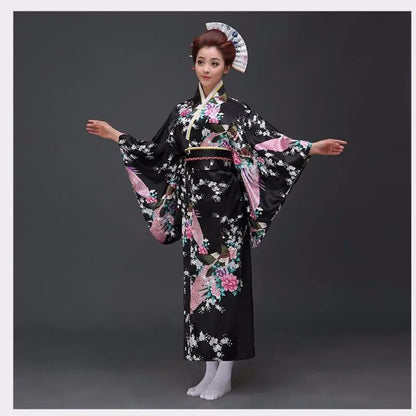 Robe Kimono Yukata traditionnelle japonaise pour femmes, bordeaux, Costumes de Cosplay à fleurs Haori asiatiques, longues Robes pyjama