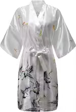 Robe Kimono Soie Florale Courte