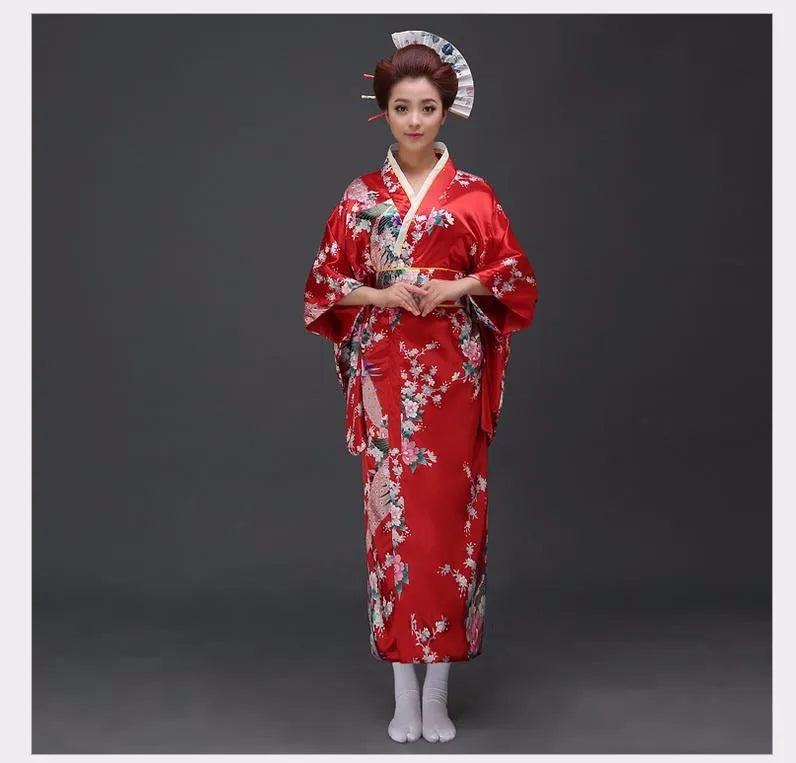 Robe Kimono Yukata traditionnelle japonaise pour femmes, bordeaux, Costumes de Cosplay à fleurs Haori asiatiques, longues Robes pyjama