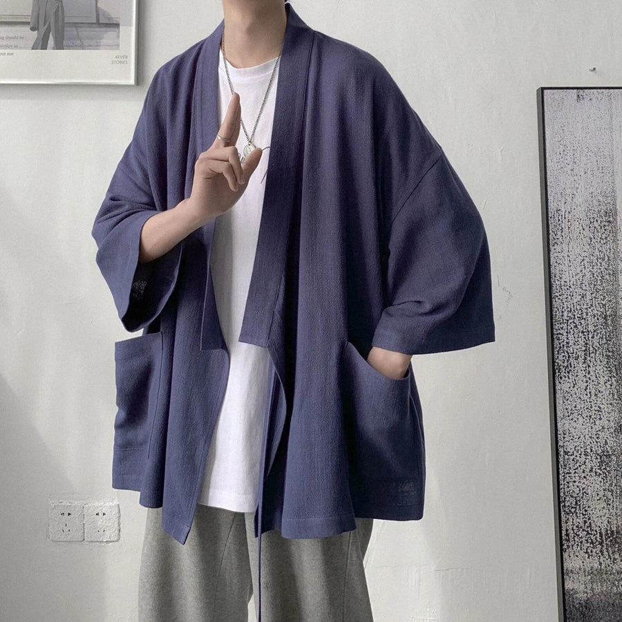 Veste Kimono Homme en Lin Léger