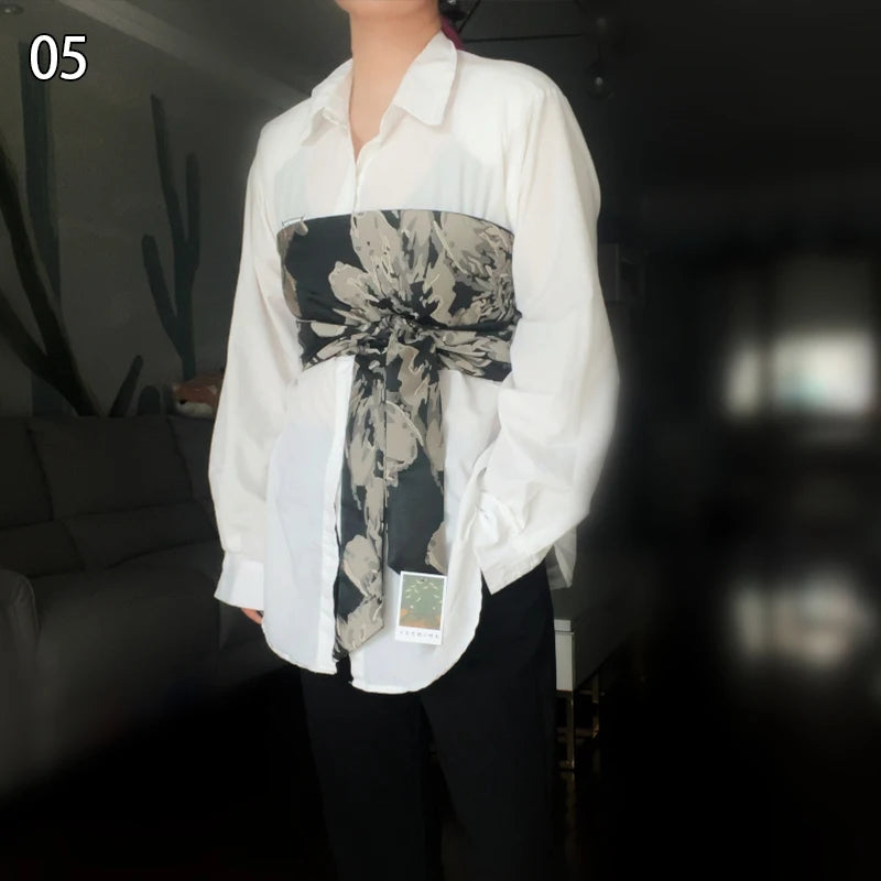 Kimono japonais traditionnel Yukata Obi, ceinture grue à imprimé Floral Haori, brocart Jacquard, accessoires de décoration de chemise