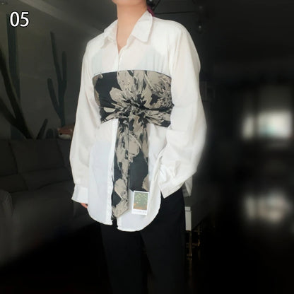 Kimono japonais traditionnel Yukata Obi, ceinture grue à imprimé Floral Haori, brocart Jacquard, accessoires de décoration de chemise