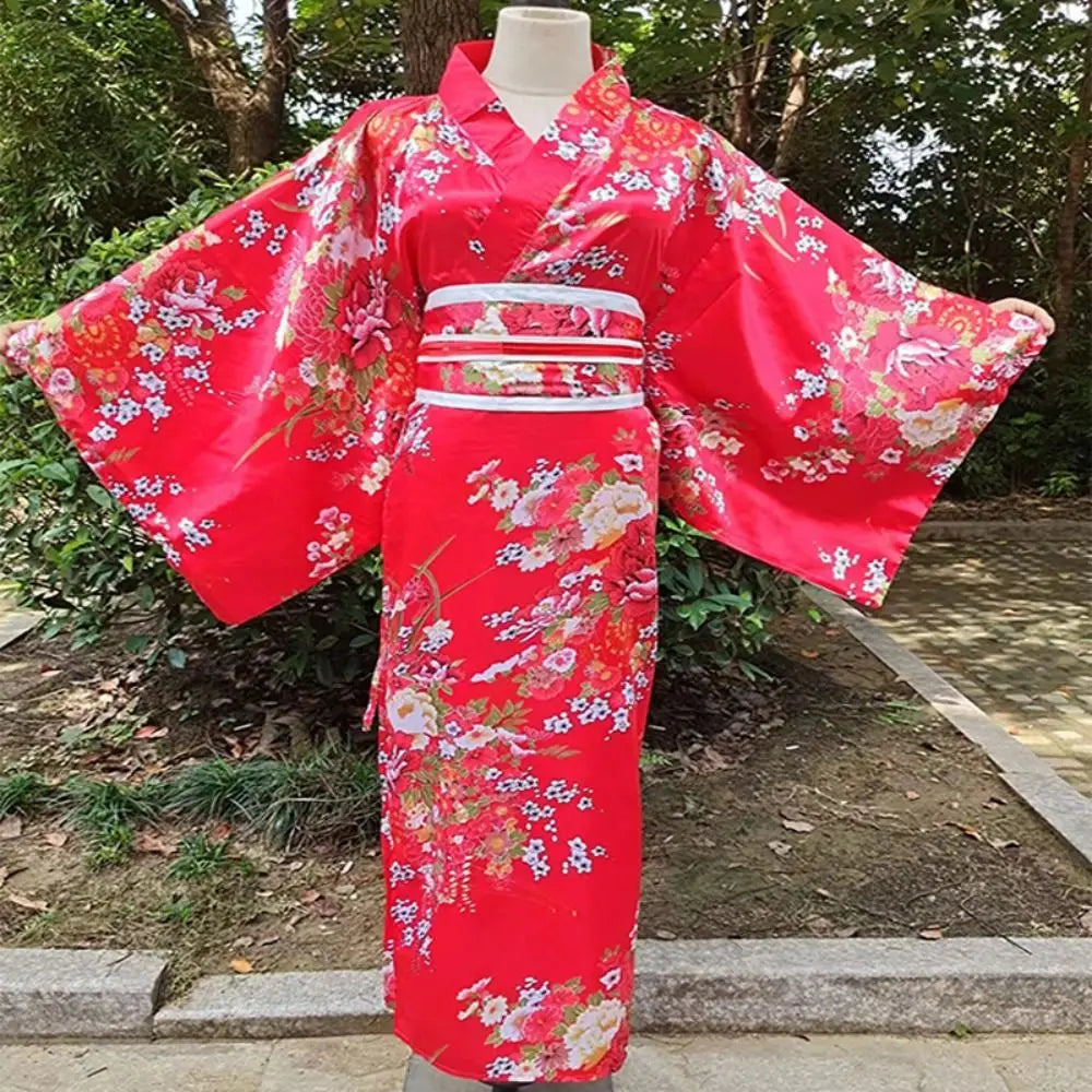 Costume de Cosplay Kimono japonais traditionnel, robe Kimono de Style japonais imprimé Floral Sakura pour fille, élégance asiatique