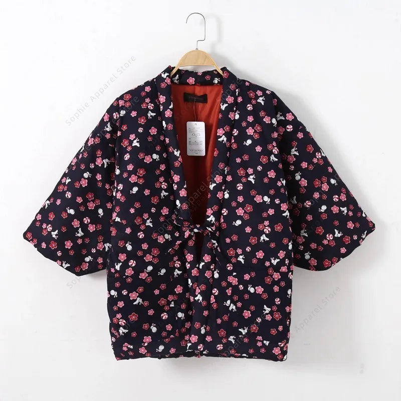 Hanten – vestes pour femmes, Kimono japonais, chaise longue, pyjama matelassé, manteau rembourré en coton Haori, vêtements asiatiques, automne et hiver
