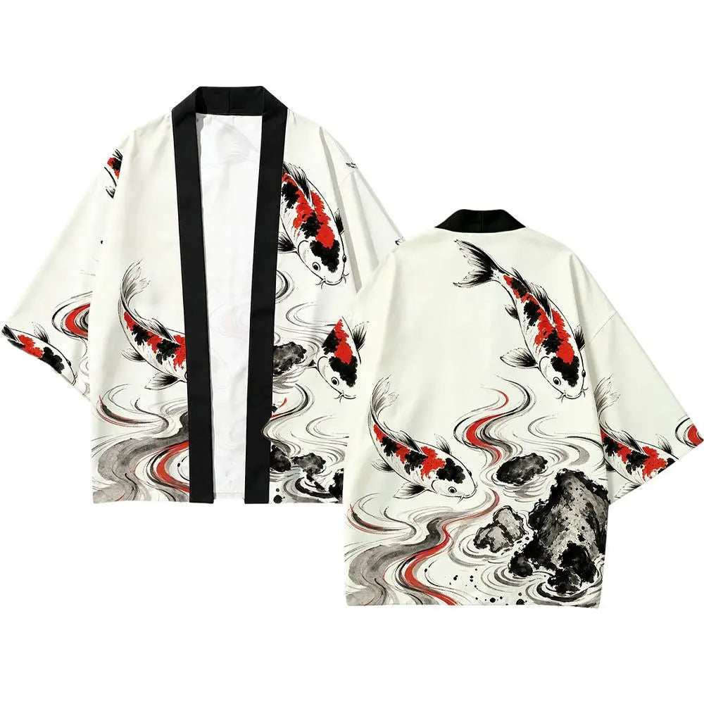 Haori Kimono Ukiyo-e Poissons Koi
