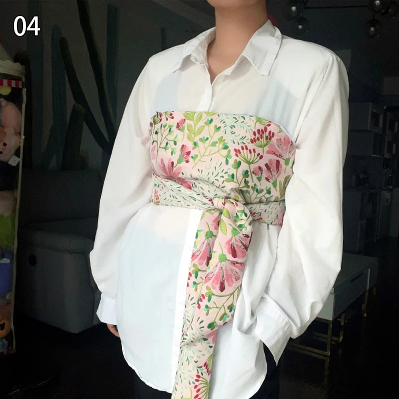 Kimono japonais traditionnel Yukata Obi, ceinture grue à imprimé Floral Haori, brocart Jacquard, accessoires de décoration de chemise