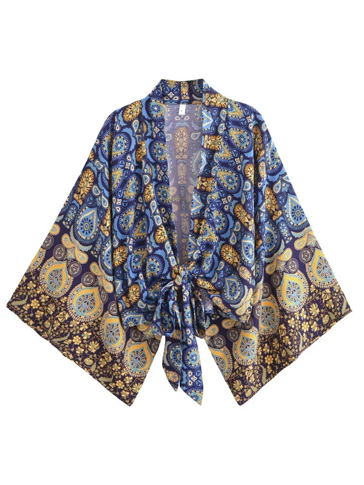 Robe Kimono Bohème Florale Courte