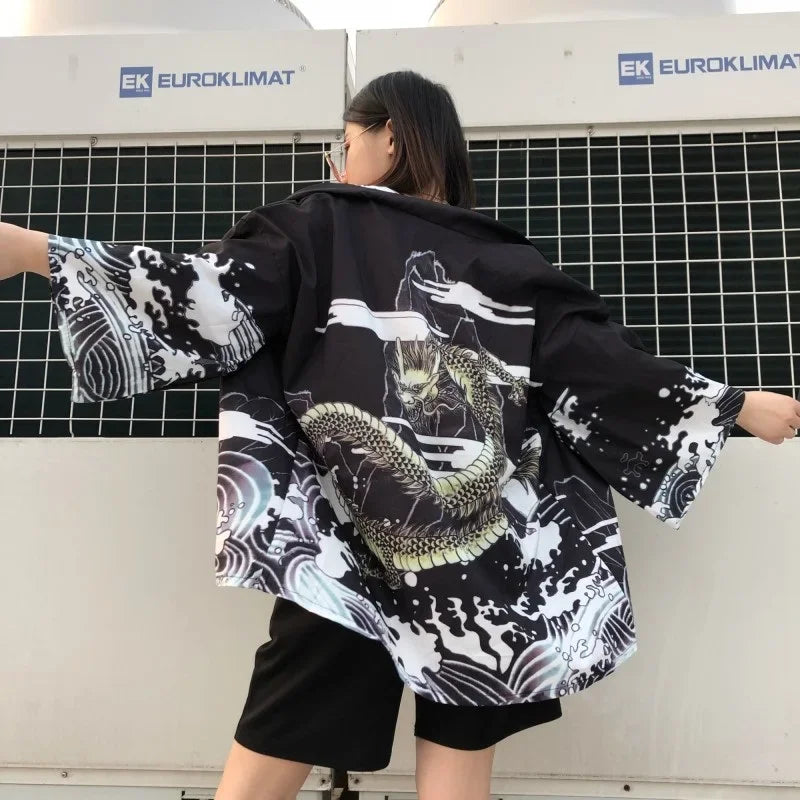 Kimono traditionnel japonais pour femmes, vêtements asiatiques, Cardigan de Cosplay à la mode pour hommes et femmes, plage en plein air, tendance Haori Yukata