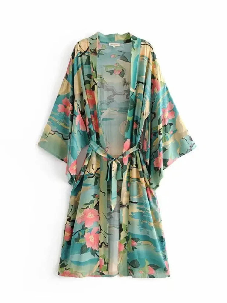 Kimono Long Bohème Imprimé - Style Chic & Léger