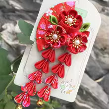 Kimono Japonais en Tissu à Fleurs, Éventail Pliant, Accessoires de Cheveux pour Enfants, réinitialisation, Gland, Sauna, Vêtements de Coiffure, Cordon