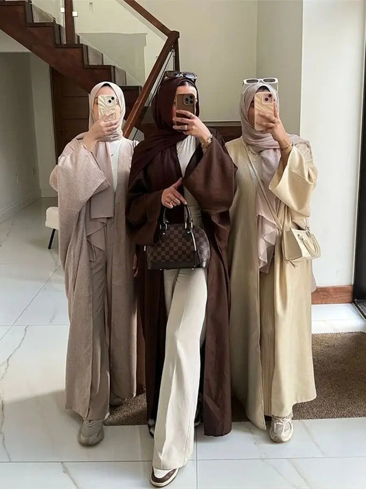 Kimono Chauve-Souris Coton Lin Style Abaya Dubaï