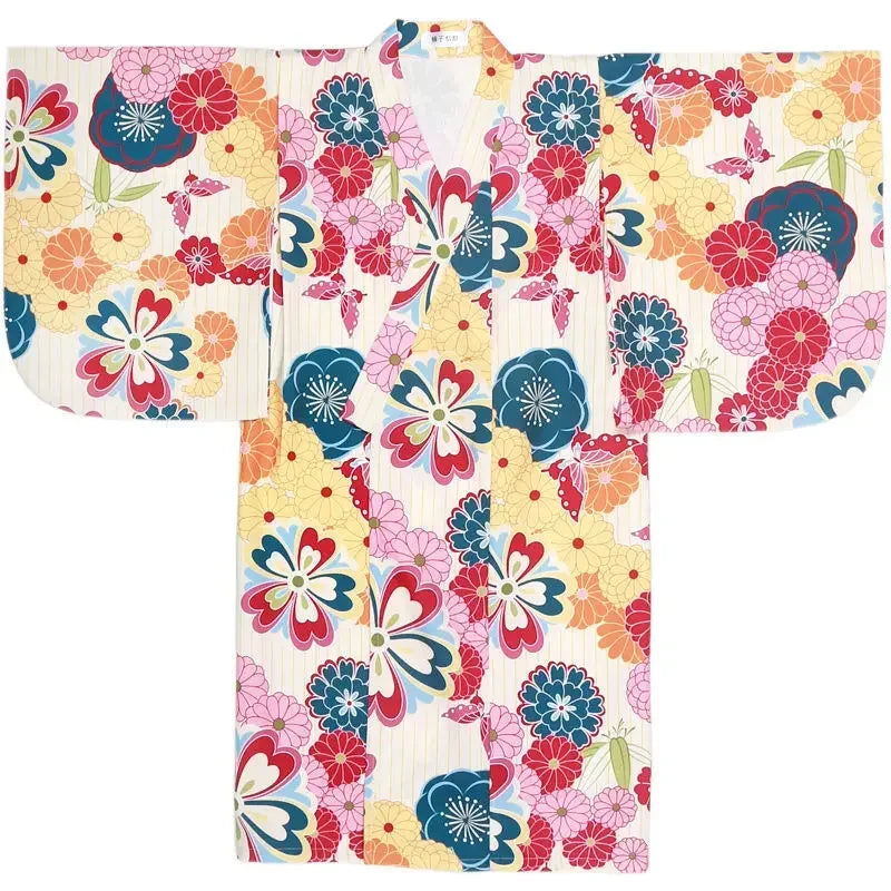 Robe de fête pour enfants à imprimé floral original, style japonais, kimono pour bébé fille, obi, yukata vintage pour enfant, costume de cosplay pour fille