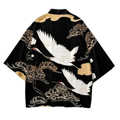 Kimono Cardigan Grue Unisexe Style Japonais