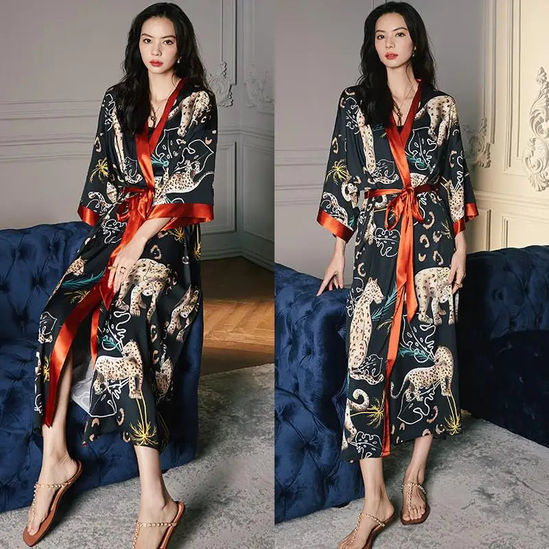 Robe Longue Kimono Imprimé Floral Bohème Chic
