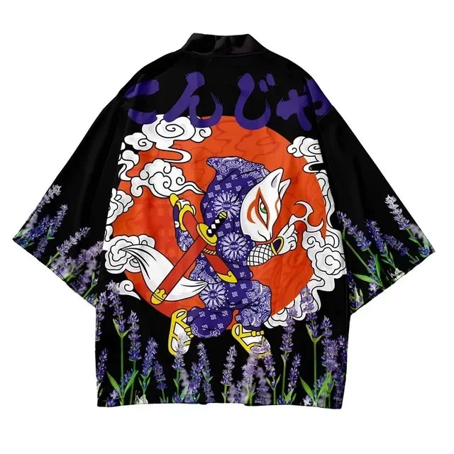 Kimono Cardigan Grue Unisexe Style Japonais