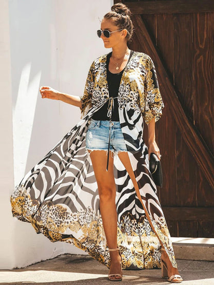 Kimono Léopard Mousseline Long