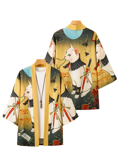 Kimono unisexe avec personnage de samouraï, hauts à la mode, Cardigan décontracté, tenue Yukata, Streetwear japonais, vêtements traditionnels
