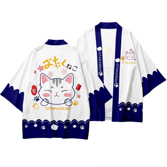 Cardigan Kimono Été Chat Chanceux Style Japonais