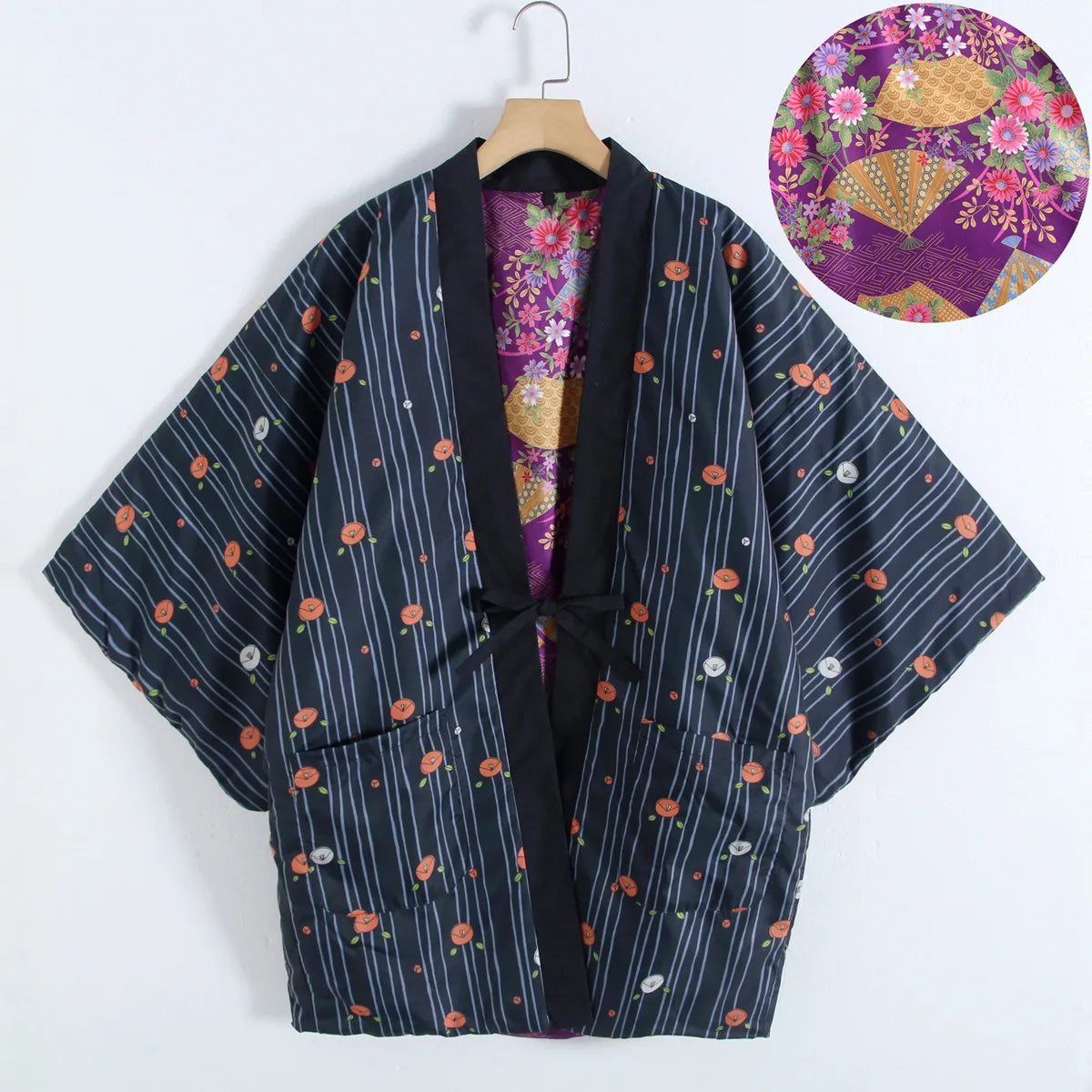 Kimono Japonais Réversible Femme Coton Doux