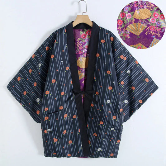 Kimono Japonais Réversible Femme Coton Doux