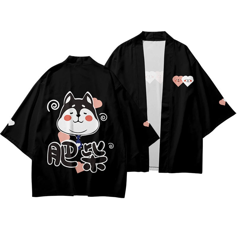 Cardigan Kimono Été Chat Chanceux Style Japonais
