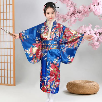 Kimono traditionnel japonais imprimé floral pour enfants, élégance de style japonais, robe kimono Sakura pour fille, nouvelle collection asiatique