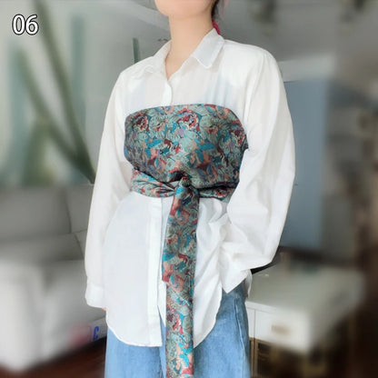 Kimono japonais traditionnel Yukata Obi, ceinture grue à imprimé Floral Haori, brocart Jacquard, accessoires de décoration de chemise