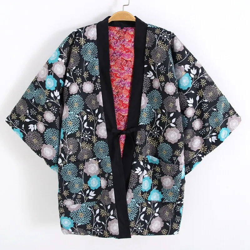 Kimono Japonais Réversible Femme Coton Doux