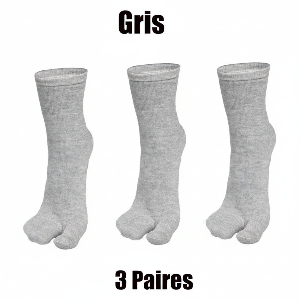 3/6 paires de chaussettes Tabi pour hommes et femmes, style japonais tendance, en coton uni, chaussettes à deux doigts, chaussettes à bout fendu pour kimono, tongs et sandales