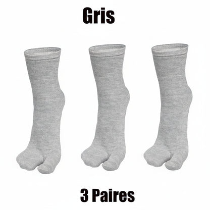 3/6 paires de chaussettes Tabi pour hommes et femmes, style japonais tendance, en coton uni, chaussettes à deux doigts, chaussettes à bout fendu pour kimono, tongs et sandales