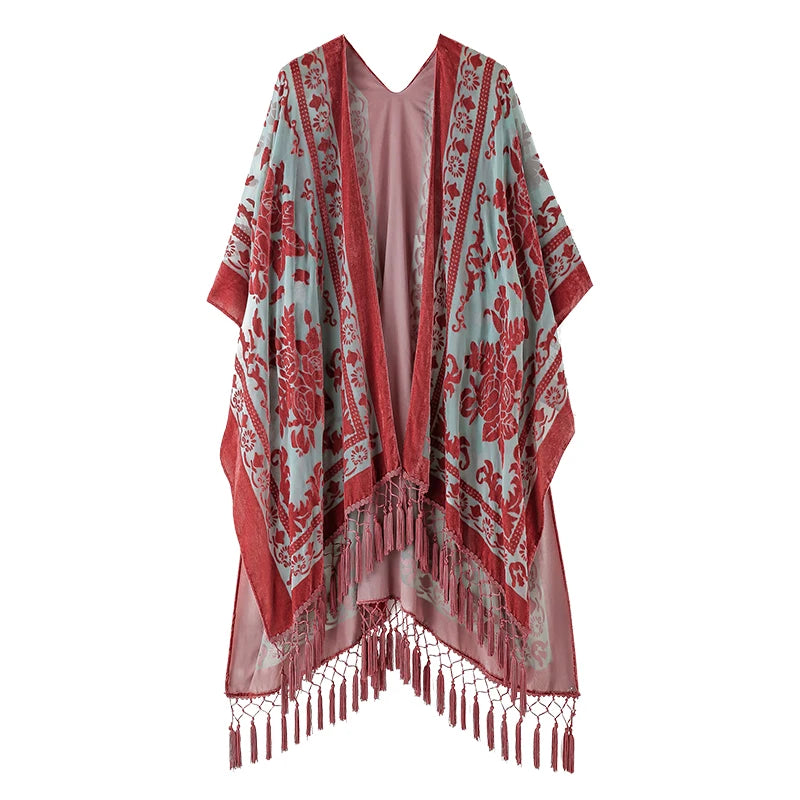 Kimono Bohème Peluche Brûlée Femme