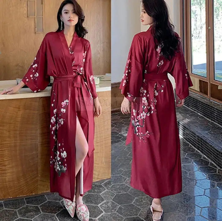 Robe Longue Kimono Imprimé Floral Bohème Chic