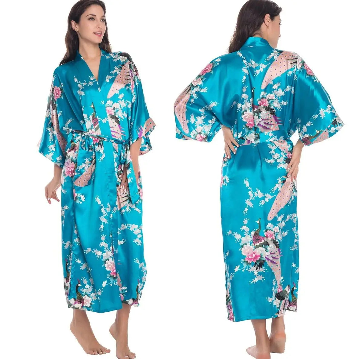 Robe Longue Kimono Imprimé Floral Bohème Chic