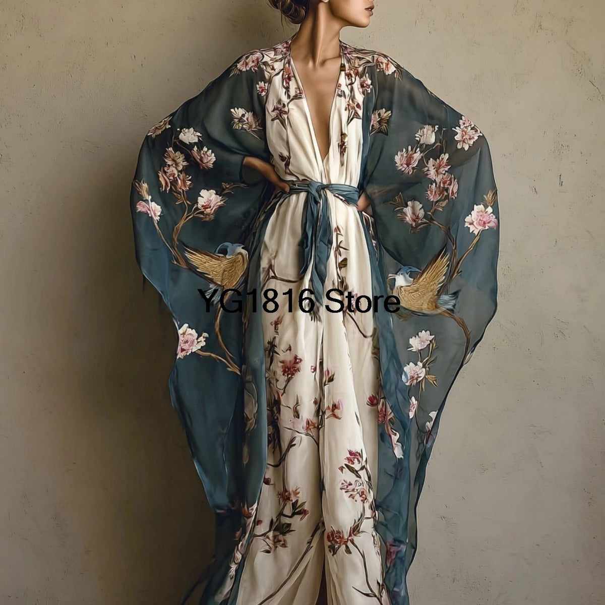 Robe Kimono Orientale Fleur & Grue Y2K