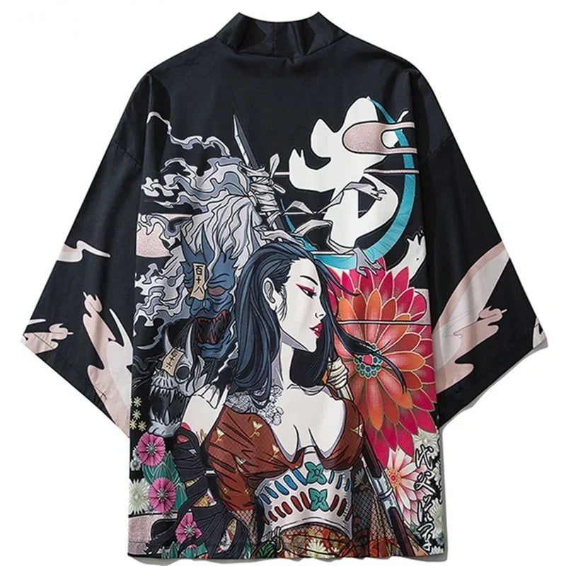 Kimono traditionnel japonais pour femmes, vêtements asiatiques, Cardigan de Cosplay à la mode pour hommes et femmes, plage en plein air, tendance Haori Yukata