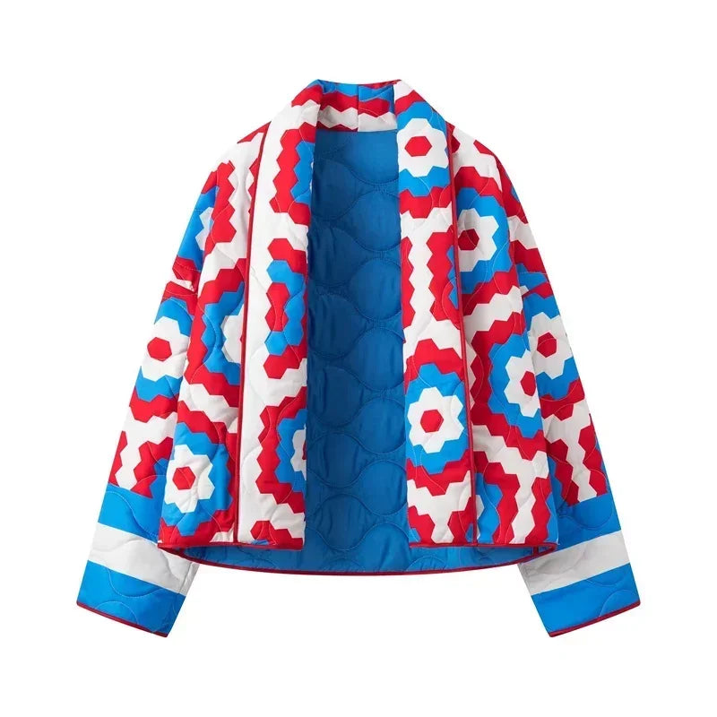 Veste Kimono Matelassée Imprimée Femme