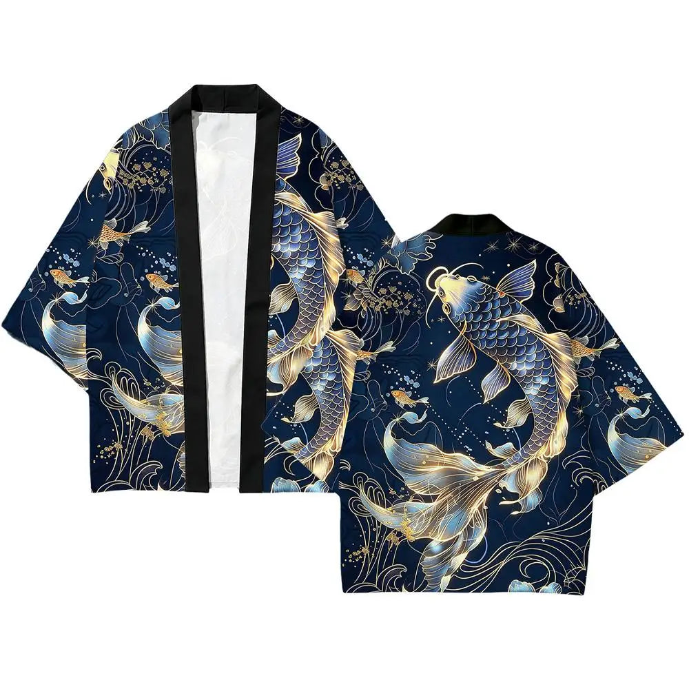 Haori Kimono Ukiyo-e Poissons Koi