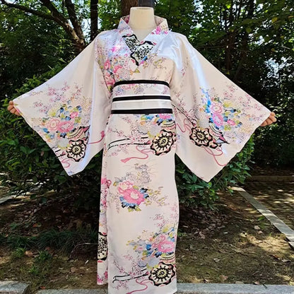 Costume de Cosplay Kimono japonais traditionnel, robe Kimono de Style japonais imprimé Floral Sakura pour fille, élégance asiatique