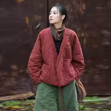 Veste Matelassée Vintage Coton Lin Femme