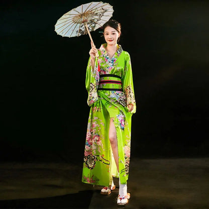 Costume de Cosplay Kimono japonais traditionnel, robe Kimono de Style japonais imprimé Floral Sakura pour fille, élégance asiatique