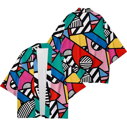 Kimono japonais pour hommes et femmes, éléments d'art traditionnel, manteau ample et fin, cardigan kimono asiatique