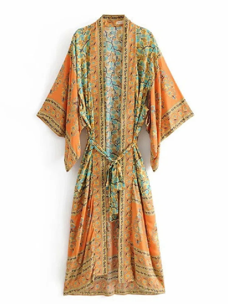 Kimono Long Bohème Imprimé - Style Chic & Léger